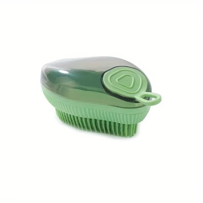 Pet Bath Brush, Multi-Functional Silicone Grooming Brush for Pets,Plastic,With Soap Dispenser,Comfortable Grip Handle