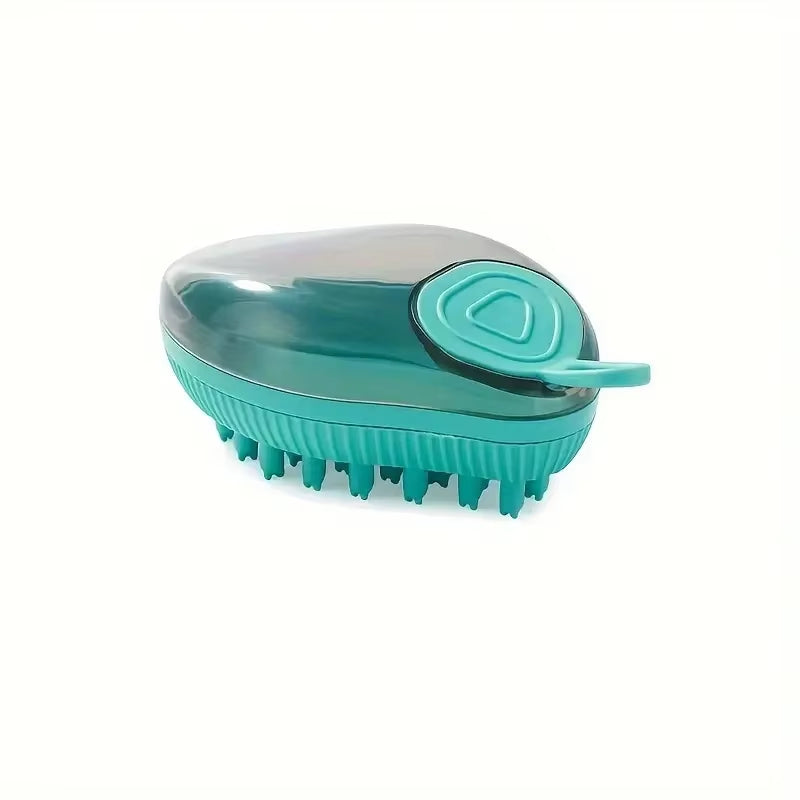 Pet Bath Brush, Multi-Functional Silicone Grooming Brush for Pets,Plastic,With Soap Dispenser,Comfortable Grip Handle