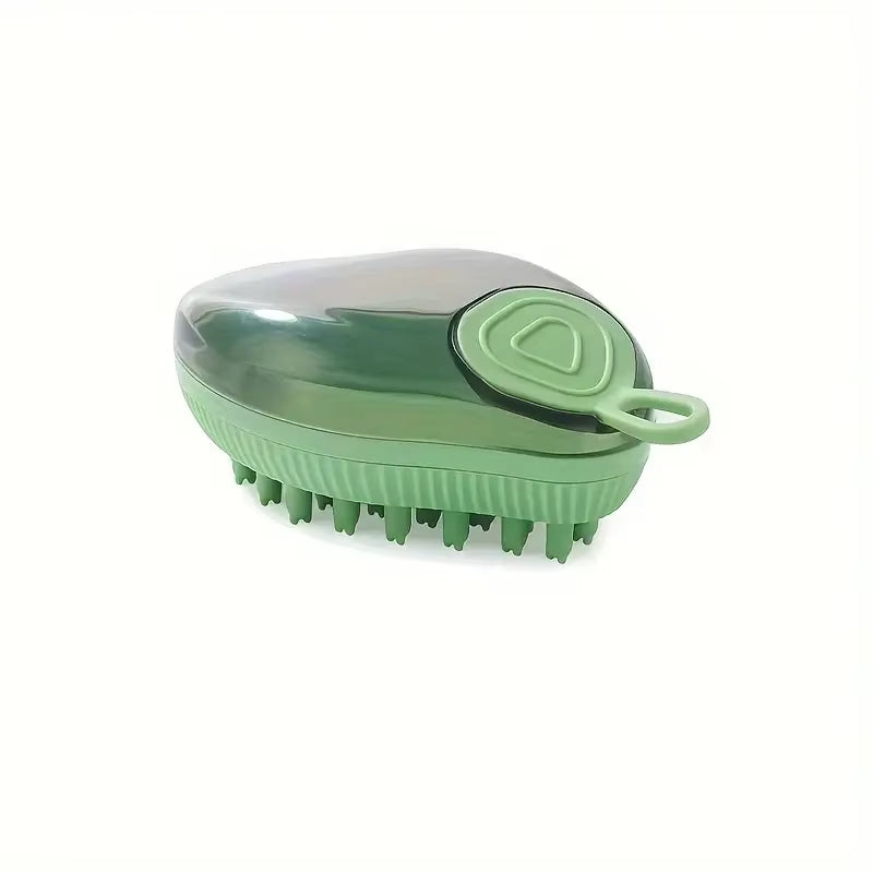 Pet Bath Brush, Multi-Functional Silicone Grooming Brush for Pets,Plastic,With Soap Dispenser,Comfortable Grip Handle